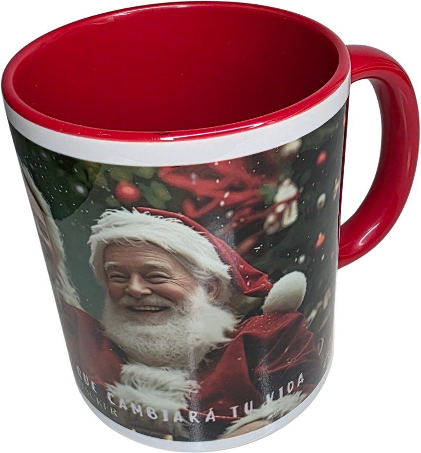 Fotografía real de la taza con interior y asa rojos; color sujeto a disponibilidad